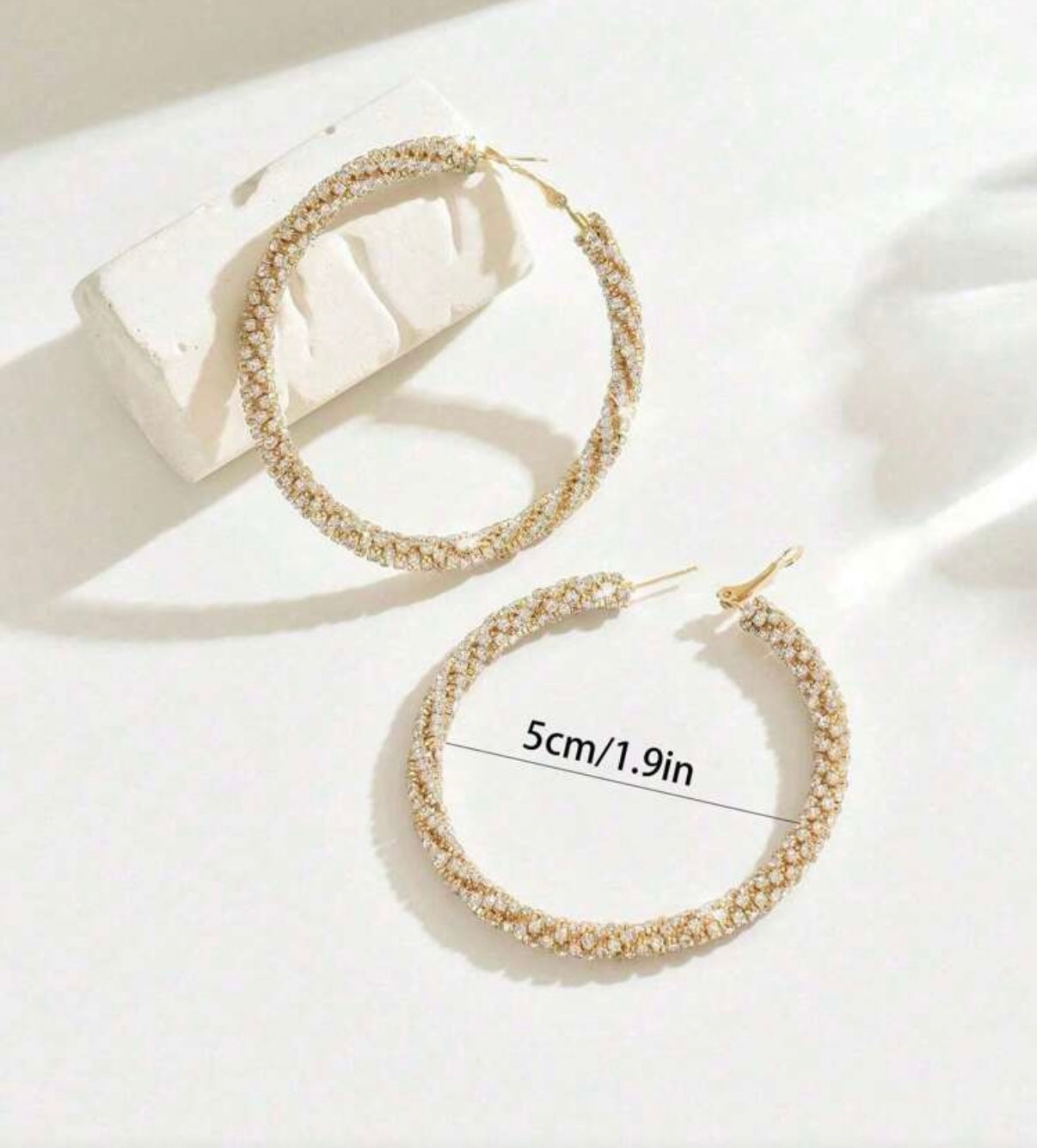 Gold Rhinestone Hoops