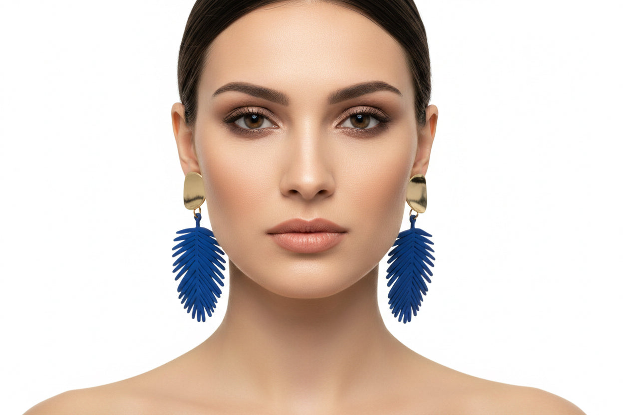 Blue Leaf Earrings
