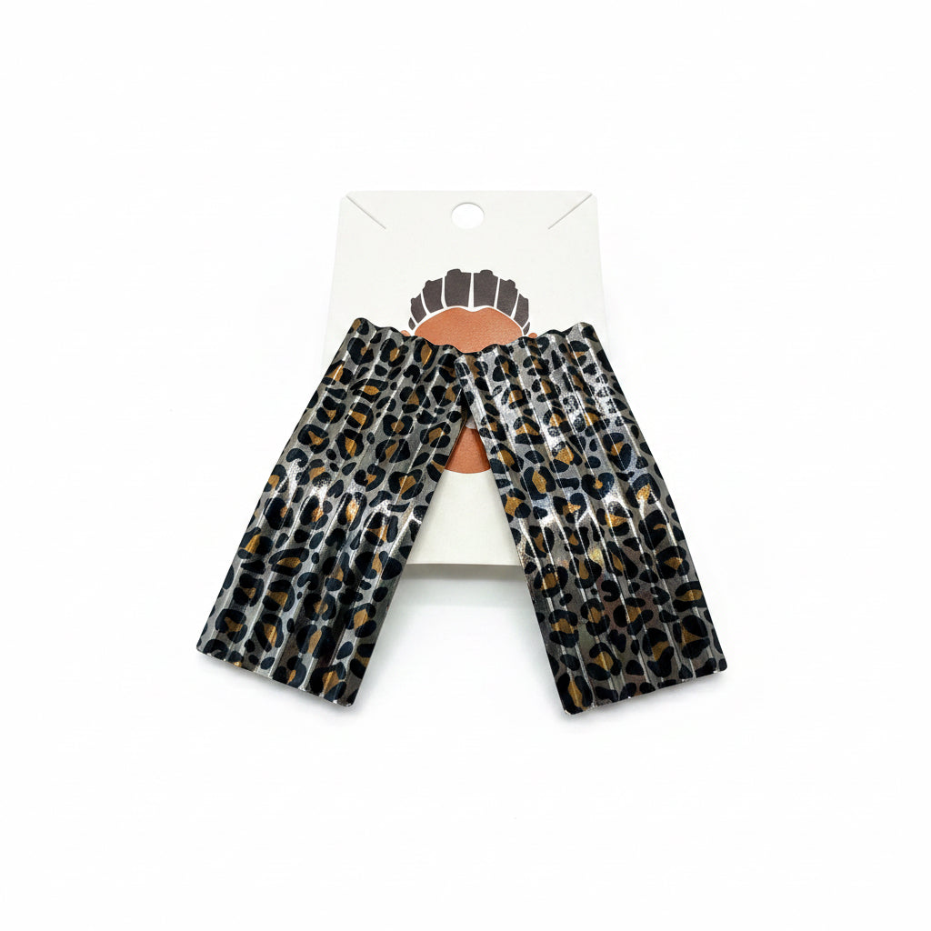 Leopard Pleated Earrings