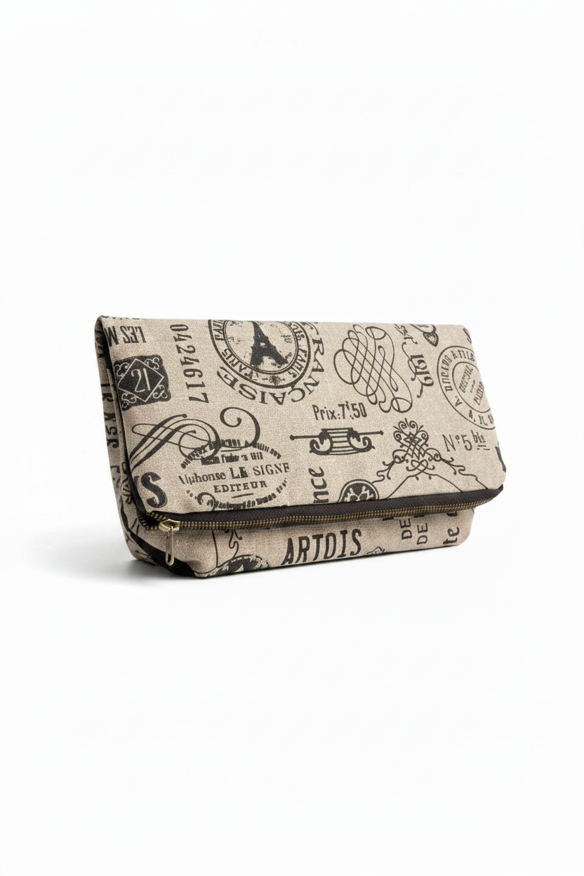 Paris Postmark Canvas Clutch