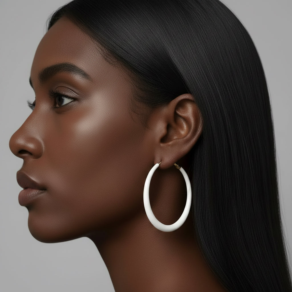 Classic White Hoop Earrings
