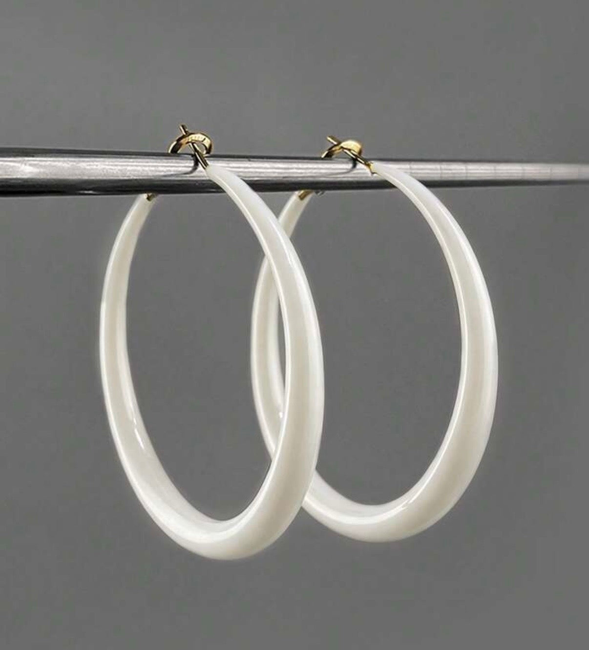 Classic White Hoop Earrings