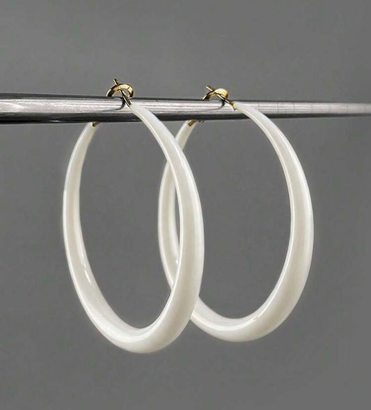 Classic White Hoop Earrings