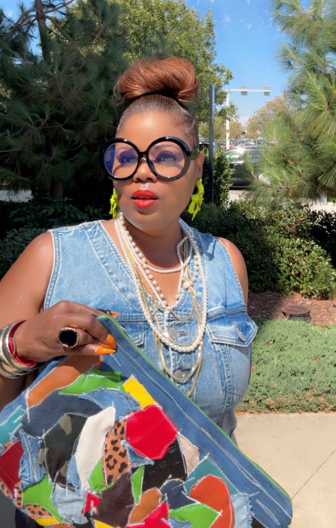 Denim Graffiti Clutch