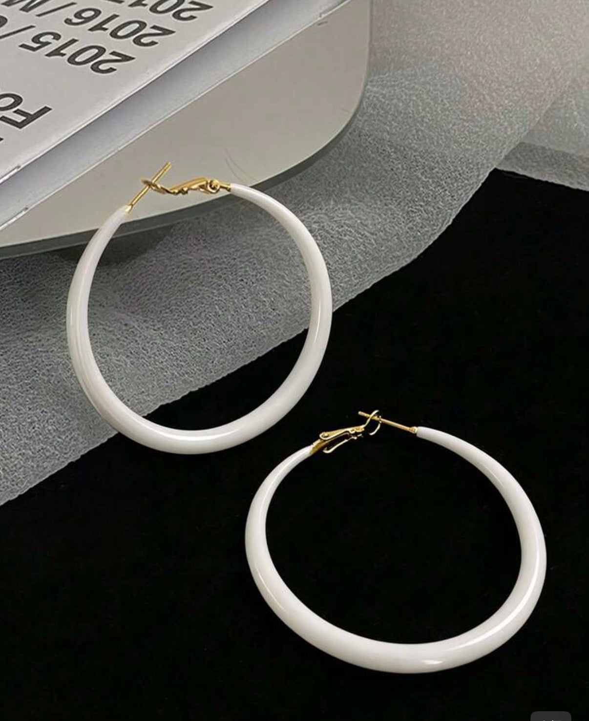 Classic White Hoop Earrings