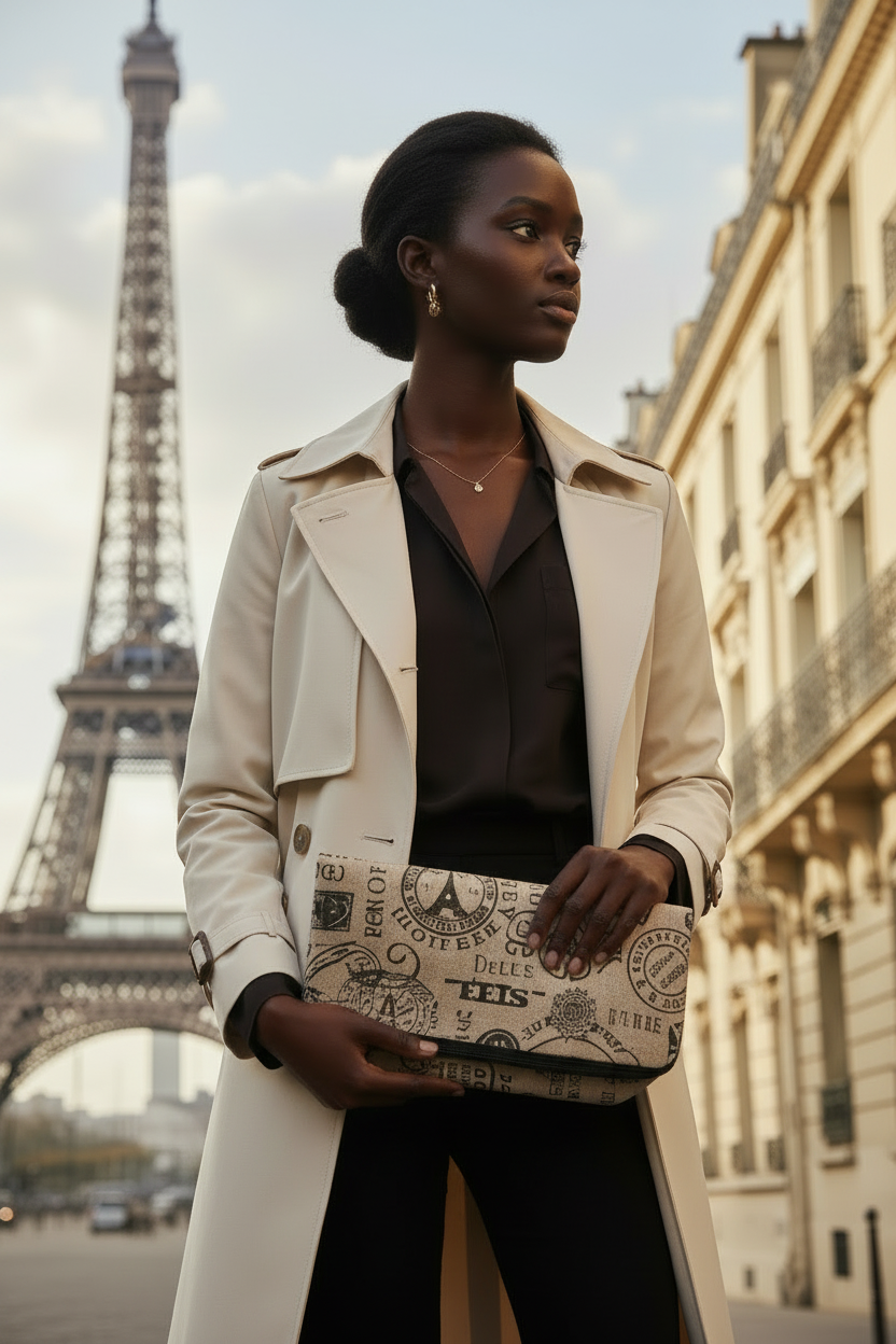 Paris Postmark Canvas Clutch